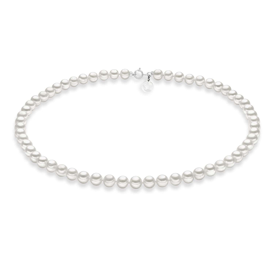 Comete Necklace in 375‰ white gold, cultured pearls and star charm in silver KFWQ104AM50