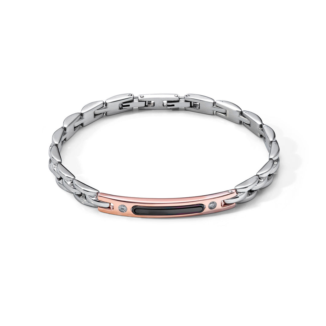 Comete Bracelet in Steel, PVD with zircons UBR1032