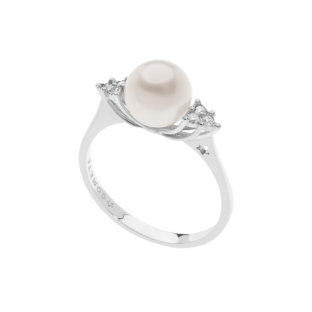 Comete Pearl Ring in Gold and Diamonds ANP409