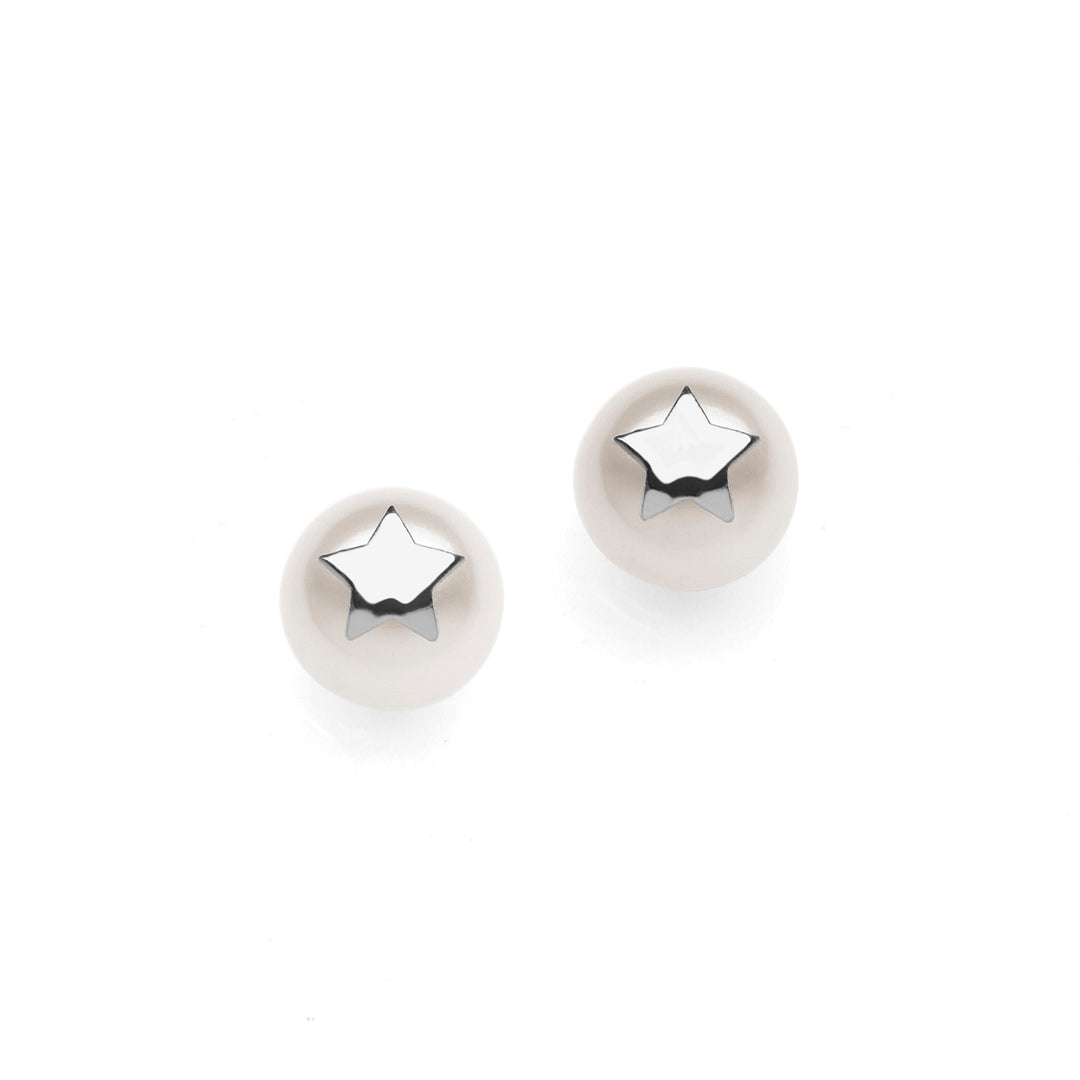 Comete Pearl earrings in white gold with star ORP648