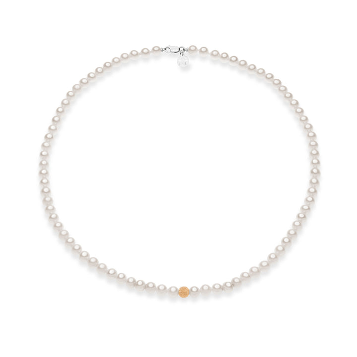Comete Choker Necklace with Freshwater Pearls and Rose Gold Sphere FWQ294