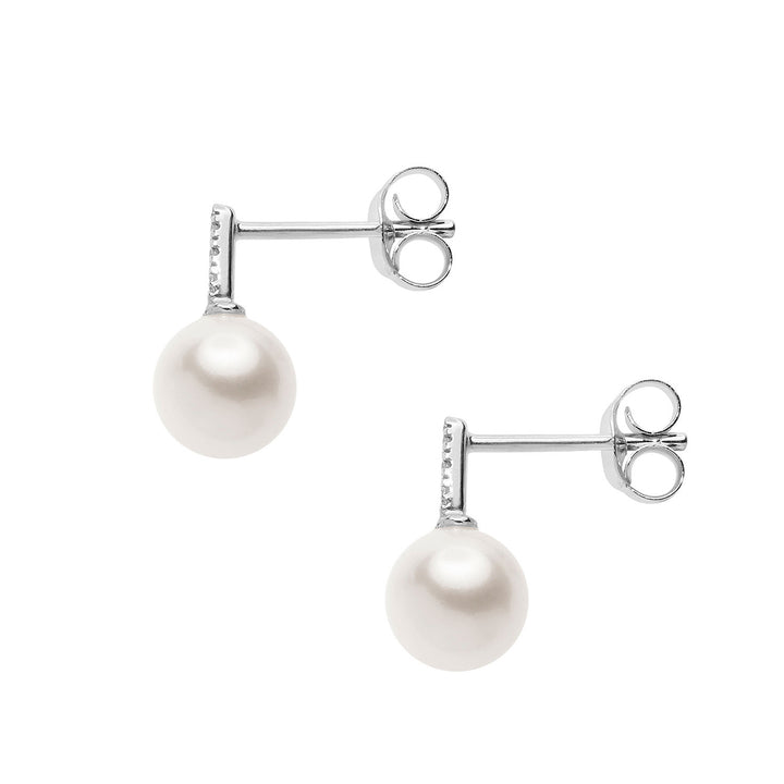 Comete Earrings with Pearl and White Diamonds ORP760