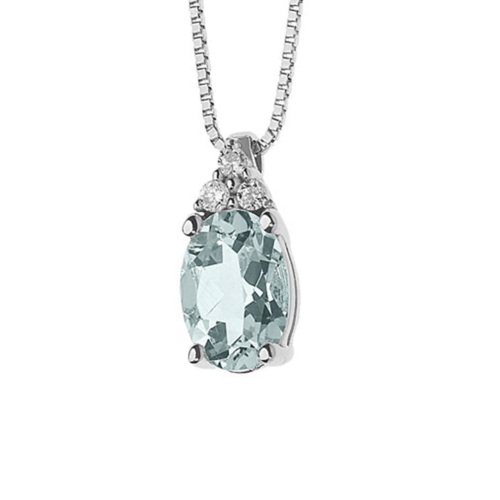 Comete Necklace in Gold Diamonds and Oval Aquamarine GLQ263