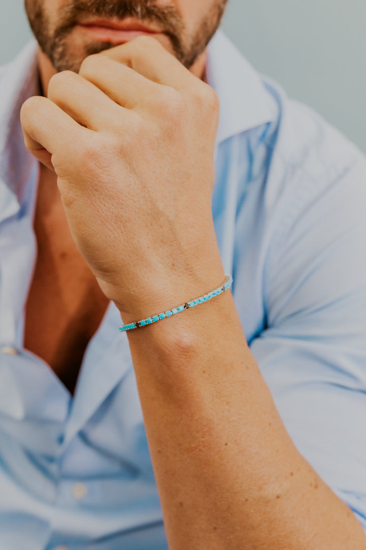 Comete Silver Bracelet with turquoise and black Zircons UBR1251M19