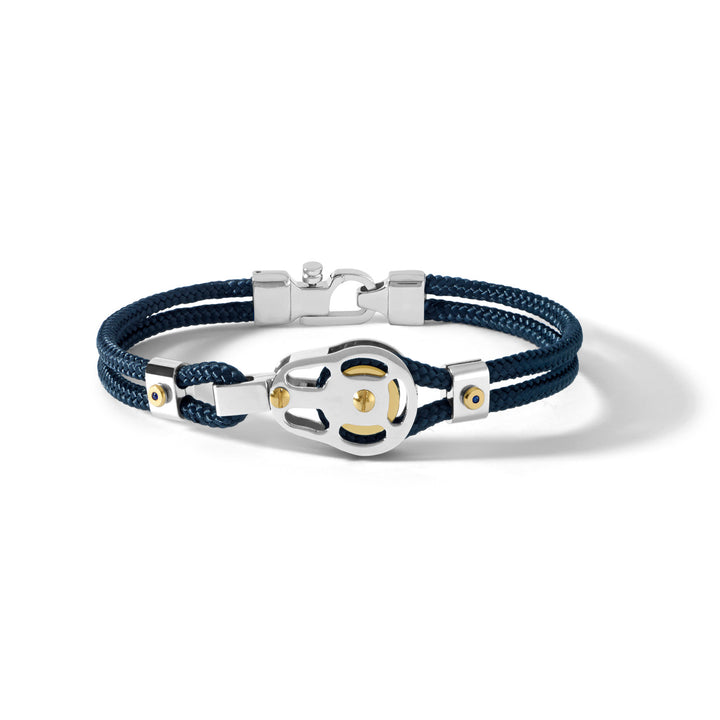 Comete Steel block bracelet and blue cord UBR727