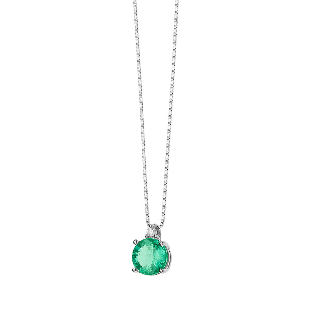 Comete Necklace in Gold, Diamond and Emerald round GLB1382