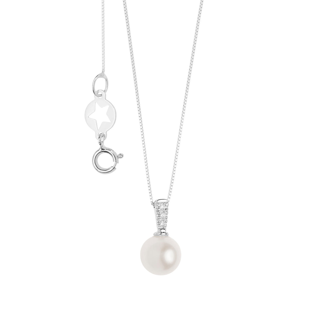 Comete Necklace with Pearl and White Diamonds GLP624