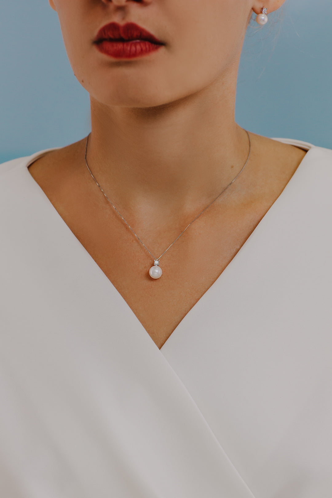 Comete Necklace Pearl light point in Gold and Diamond GLP595