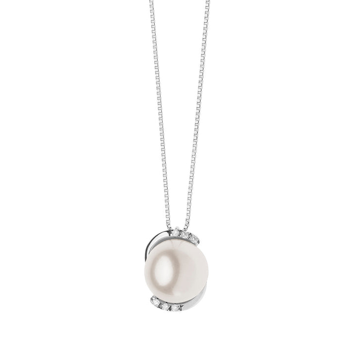 Comete Pearl Necklace in Gold and Diamonds GLP545