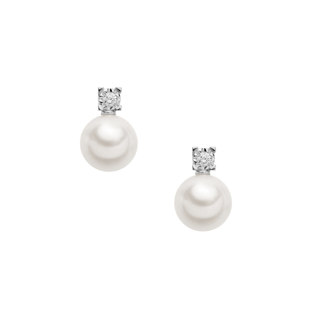 Comete Earrings Light Points Pearls in Gold and Diamonds ORP727