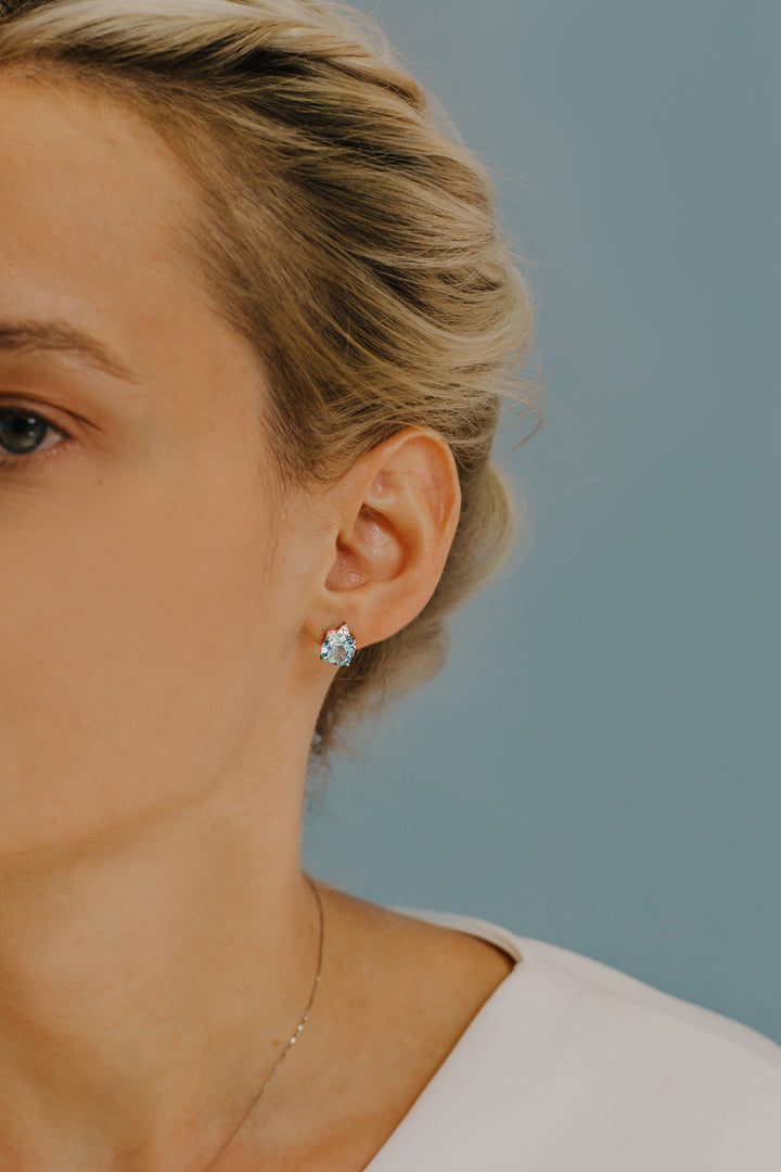 Comete Earrings in Gold and ancient blue Topaz ORB852
