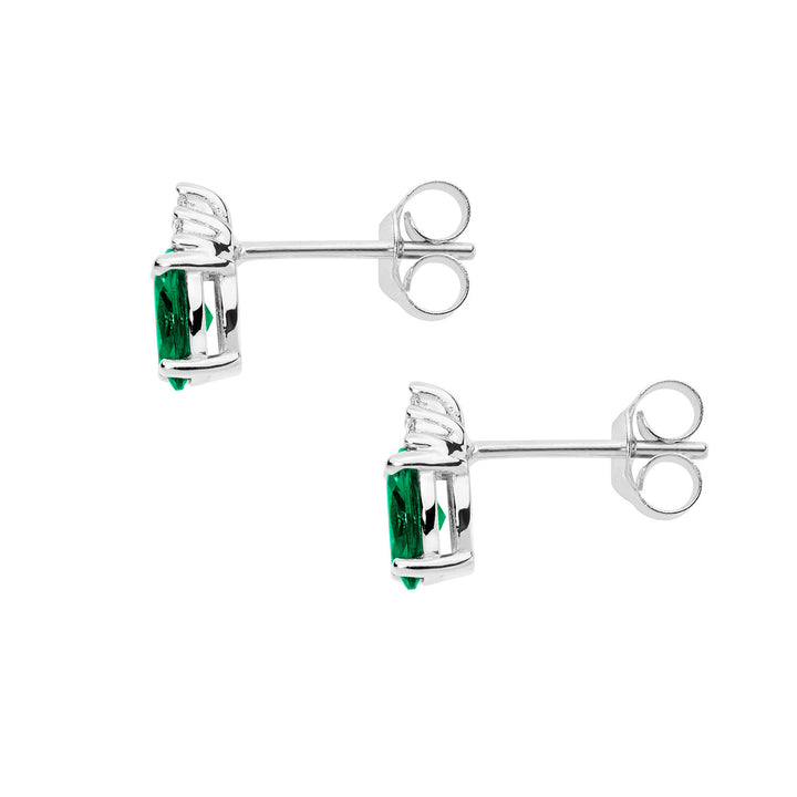 Comete Earrings in Gold, Diamonds and Oval Emerald ORB1071