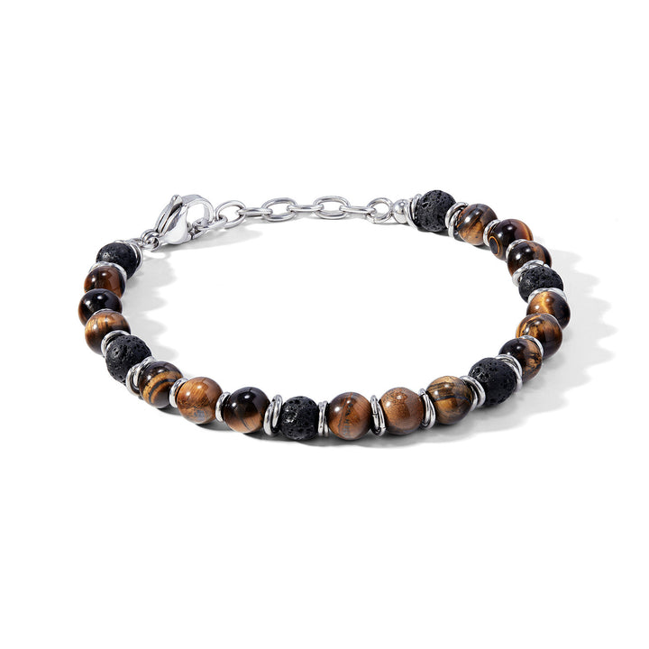 Comete Steel Bracelet with Tiger Eye and Lava Stone UBR1141