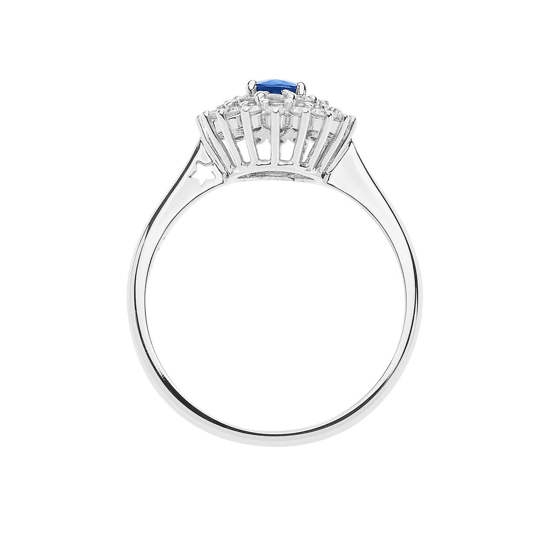 Comete Gold Ring with Diamonds and Oval Blue Sapphire ANB2621