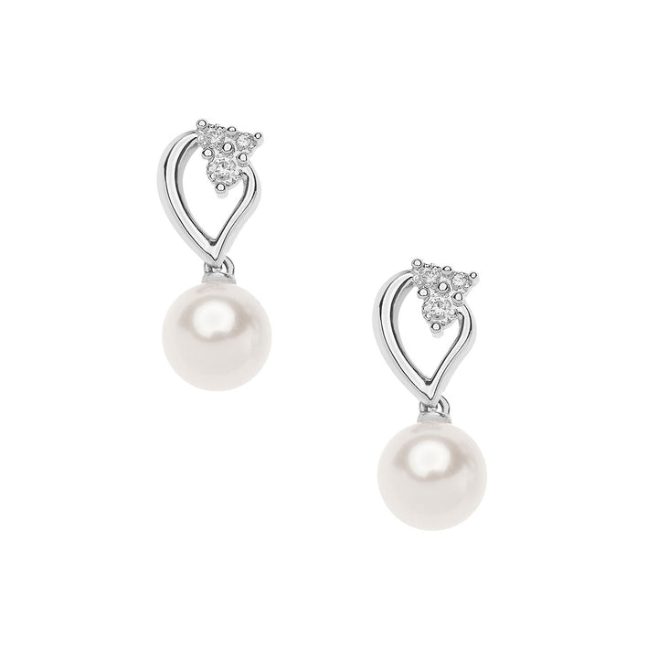 Comete Pearl Earrings in Gold and Diamonds Drop ORP743