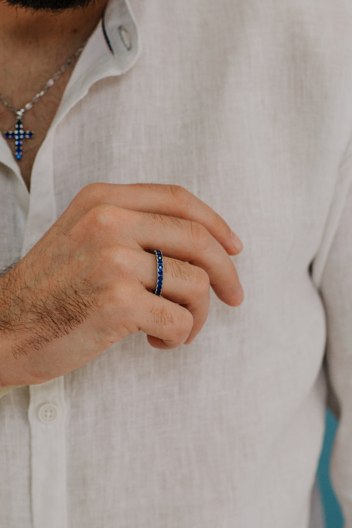 Comete Ring in Silver and blue zircons UAN124XL