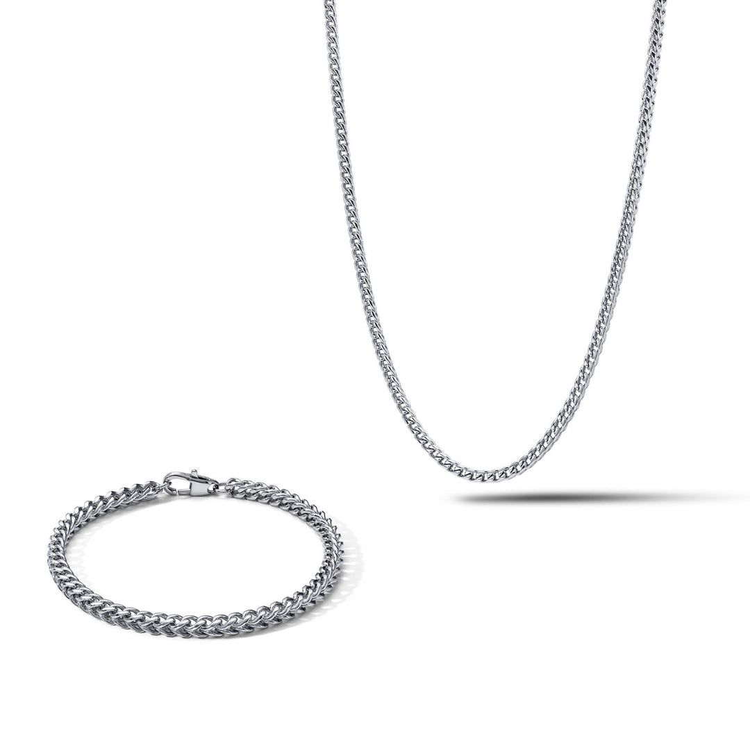 Comete Necklace and Chain Bracelet in polished steel KIT7061025