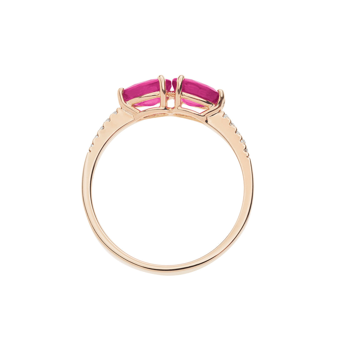 Comete Ring in rose gold with diamonds and rubies drop ANB2636