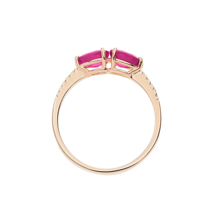 Comete Ring in rose gold with diamonds and rubies drop ANB2636
