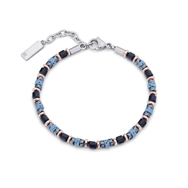 Comets Divine Gift Necklace and bracelet kit in steel, hematite, lava stone and diamond KITGVSFERE