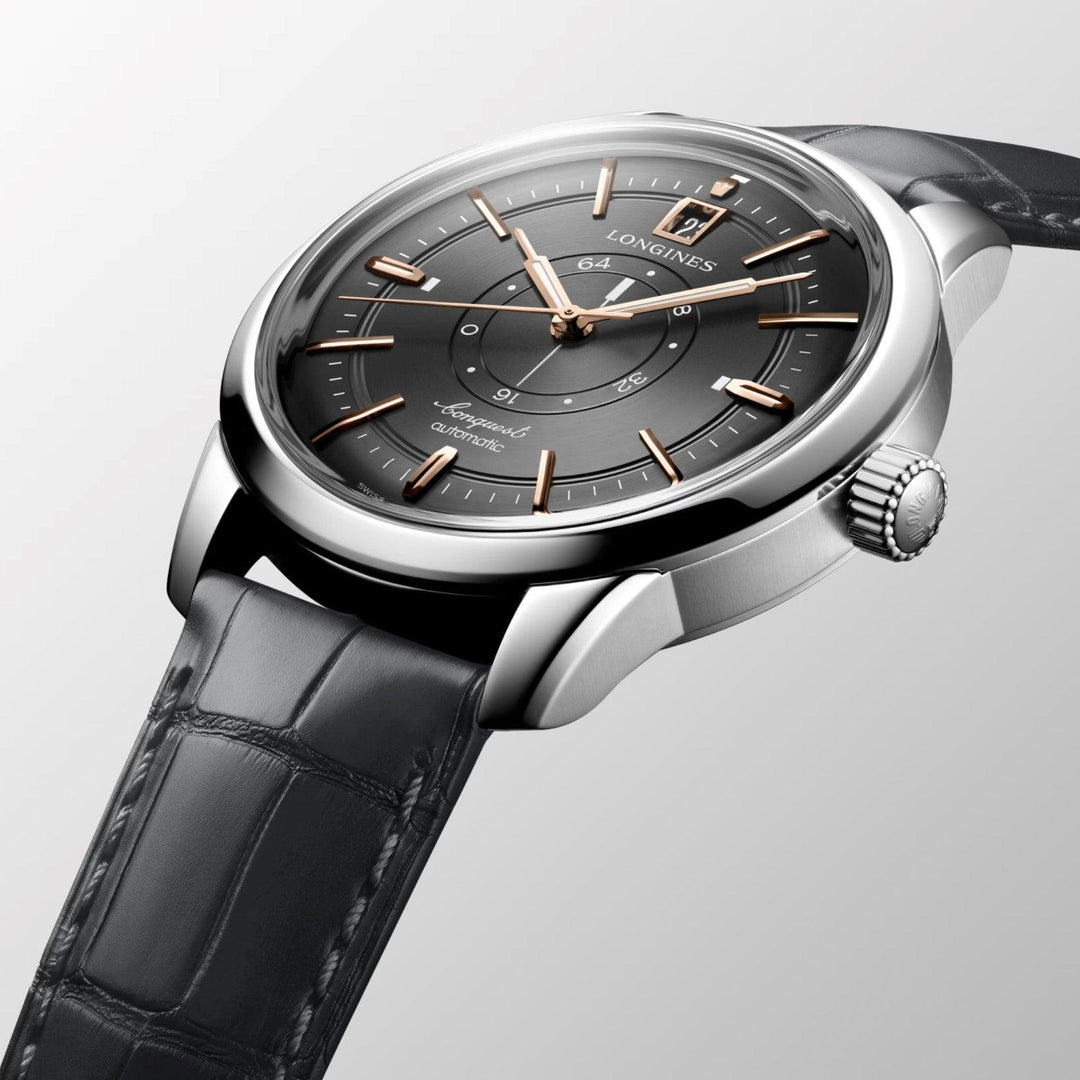 Longines orologio Conquest Heritage Central Power Reserve 38mm antracite automatico acciaio L1.648.4.62.2 - Capodagli 1937