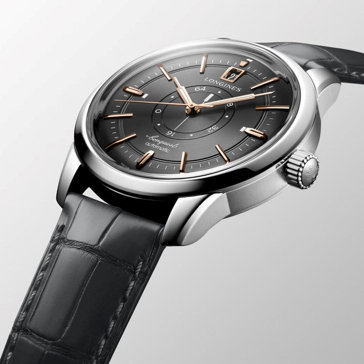 Longines orologio Conquest Heritage Central Power Reserve 38mm antracite automatico acciaio L1.648.4.62.2 - Capodagli 1937