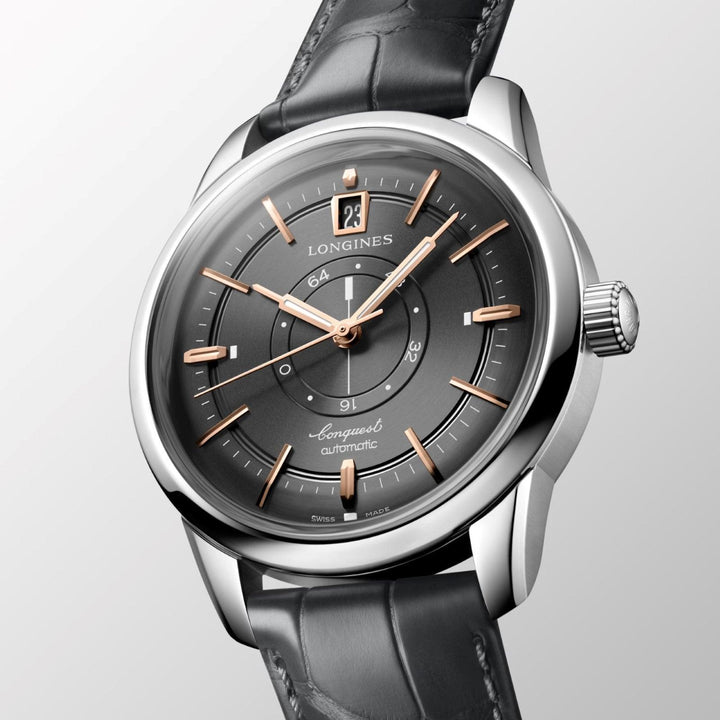 Longines orologio Conquest Heritage Central Power Reserve 38mm antracite automatico acciaio L1.648.4.62.2 - Capodagli 1937