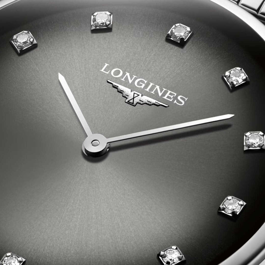 Longines orologio La Grande Classique 29mm antracite diamanti quarzo acciaio L4.512.4.77.6 - Capodagli 1937