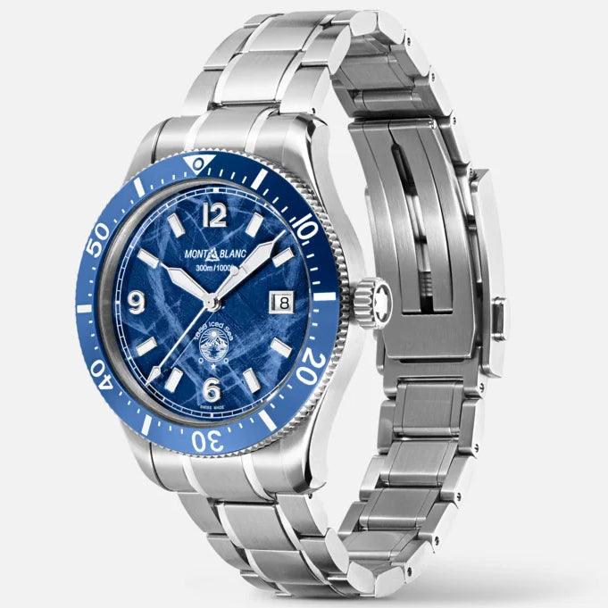Montblanc orologio 1858 Iced Sea Date 41mm blu automatico acciaio 129369 - Capodagli 1937