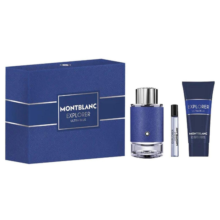 Montblanc set regalo Explorer Ultra Blue EDP 100ML + 7.5ML SPRAY + 100ML SG MB020C07S1 - Capodagli 1937