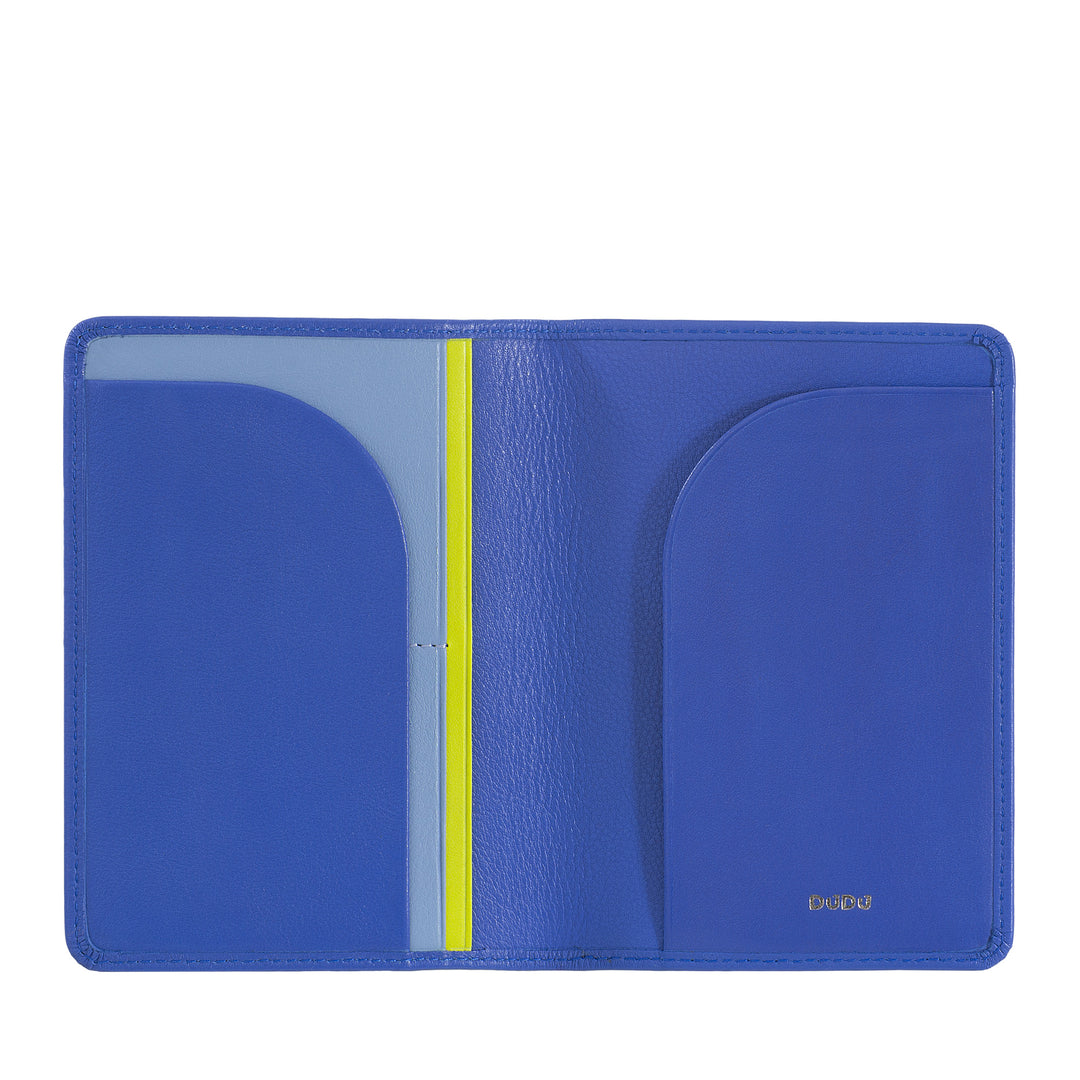 DUDU Travel Leather Passport Case with RFID Protection and Credit Card Holder