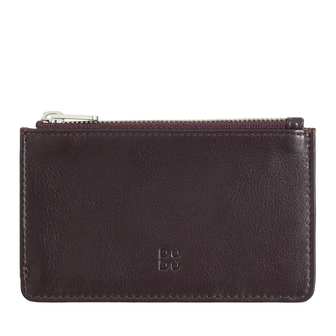 DUDU Credit Card menu holder woman in leather, small thin wallet, 4 holder tessere holder, with zipper closure