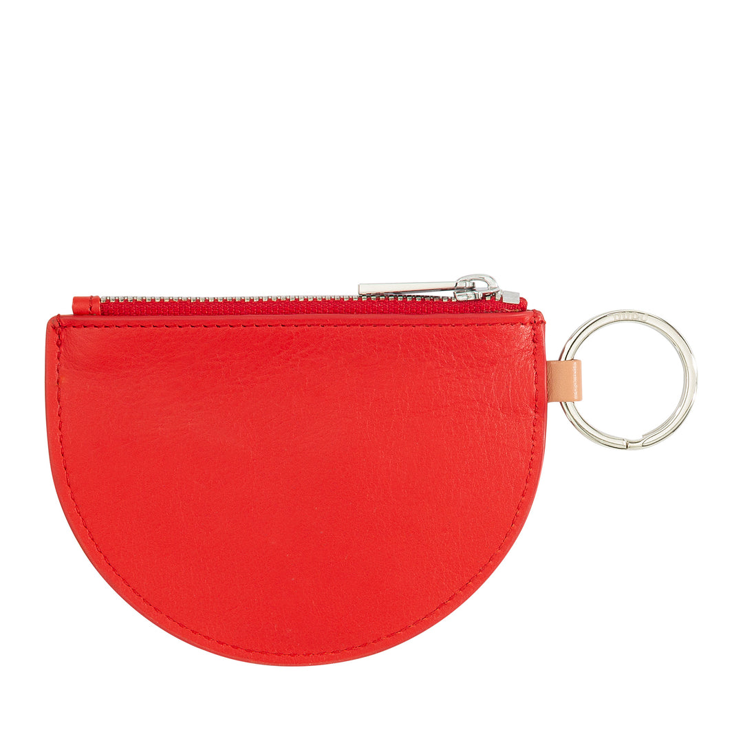 DUDU mini leather holder for women with zip zip zipper and two -color slim design keychain