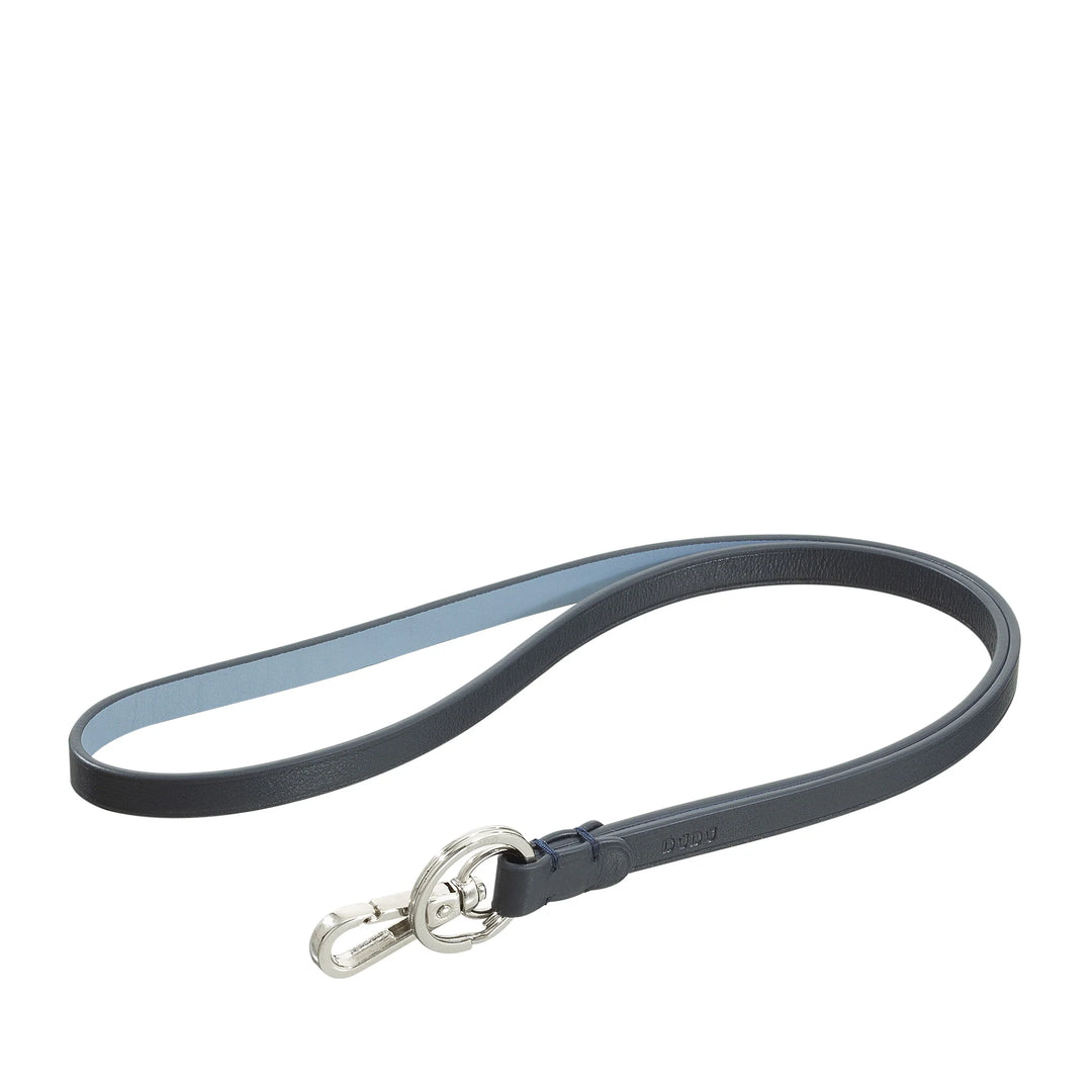 DUDU Lanyard Neck Strap with Ring and Metal Carabiner in Genuine Leather, Lanyard for Keys, Badge Holder, Car, Keyring