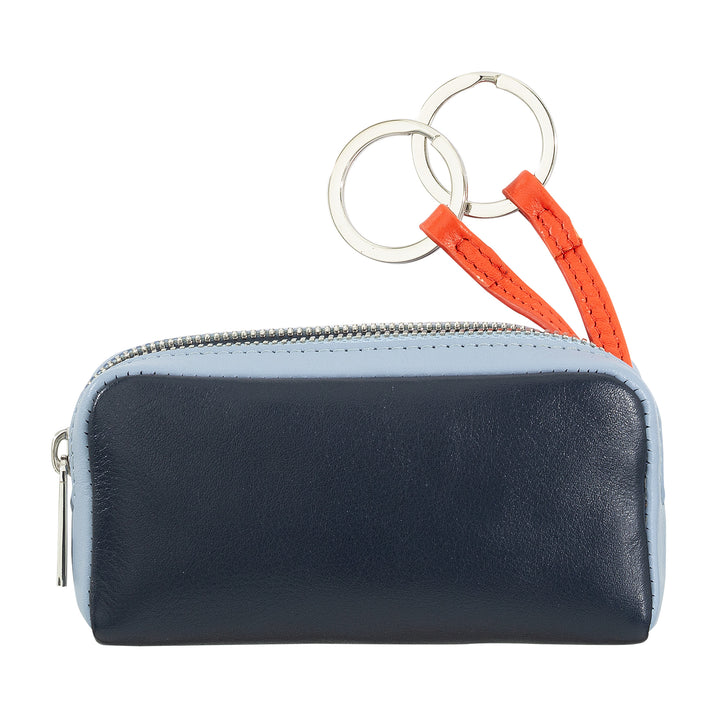 Unisex key ring in colored genuine calfskin signed DUDU