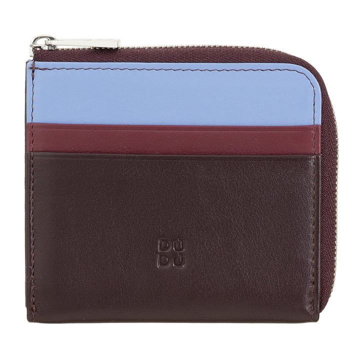 DUDU Men's Leather Wallet with Kear, Compact Small Women's Wallet, External Zip, Coins and Card Cards