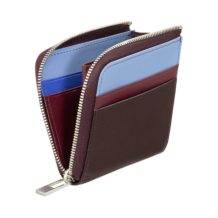 DUDU Men's Leather Wallet with Kear, Compact Small Women's Wallet, External Zip, Coins and Card Cards