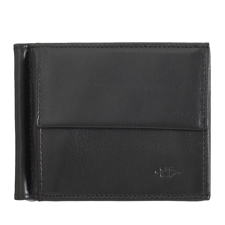 Nuvola leather wallet for men with real leather clips with tackles and pockets for cards holder