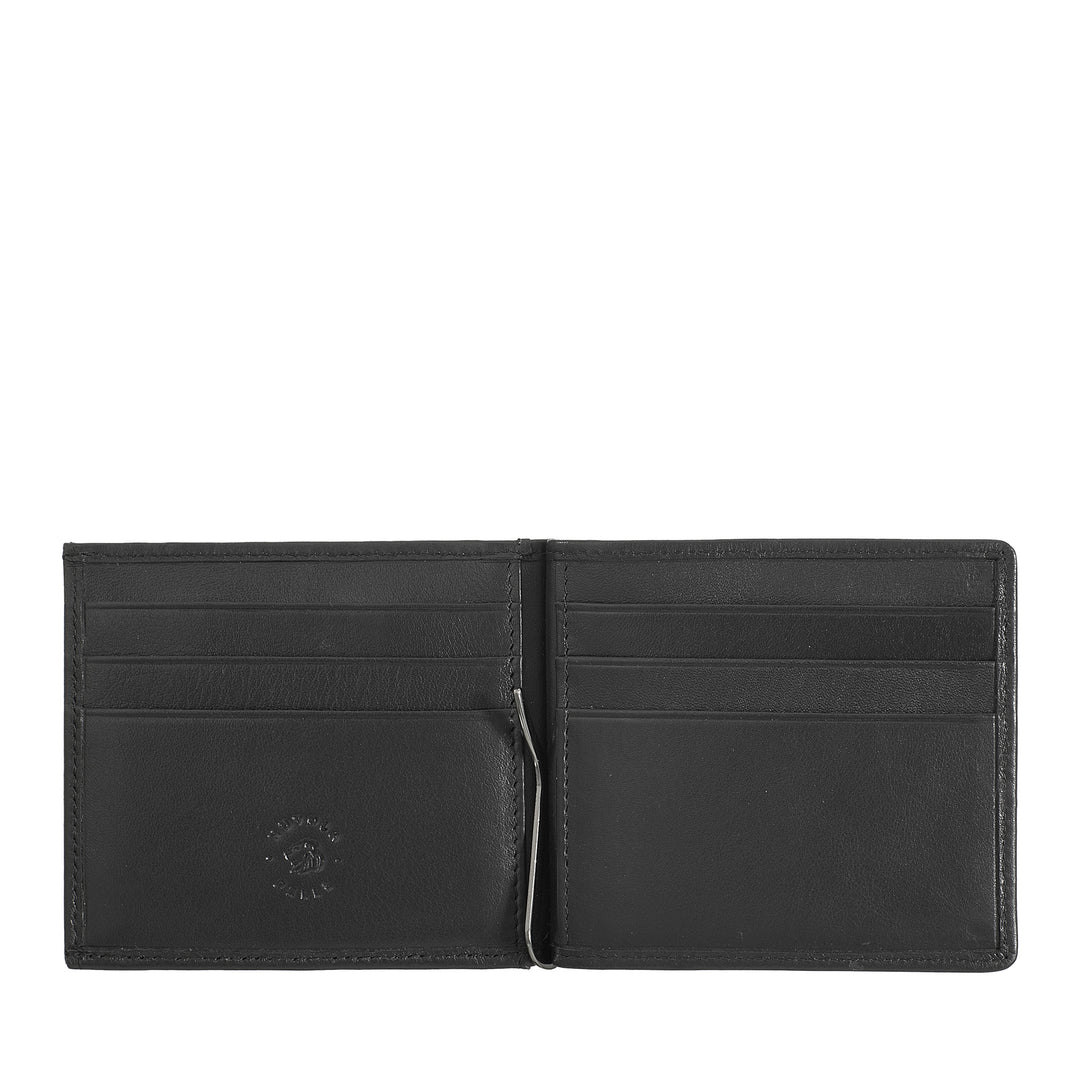 Nuvola leather wallet for men with real leather clips with tackles and pockets for cards holder