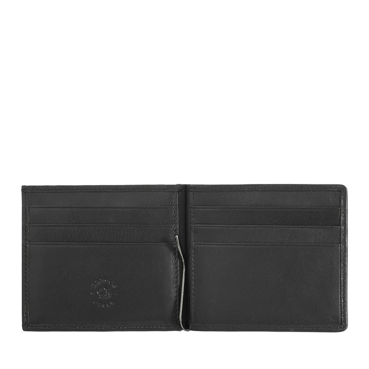 Nuvola leather wallet for men with real leather clips with tackles and pockets for cards holder