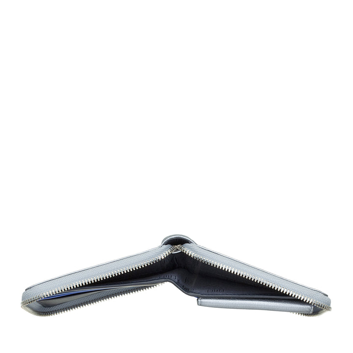 DUDU Men's Wallet Rfid in leather leather with a small external zip zip zip with 6 cards slots