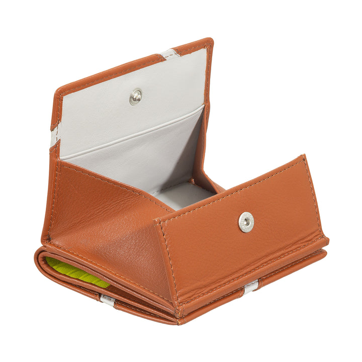 DUDU unisex portfolio in real leather - Bifold with button closure and external door -to -door - design inspired by the tennis court tournaments