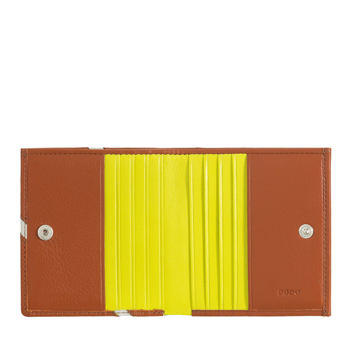 DUDU unisex portfolio in real leather - Bifold with button closure and external door -to -door - design inspired by the tennis court tournaments