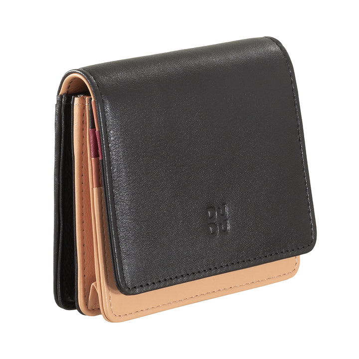 DUDU Women's Wallet Small RFID Shielded Leather Ultra Compact with Internal Zip and 8 Card Holders