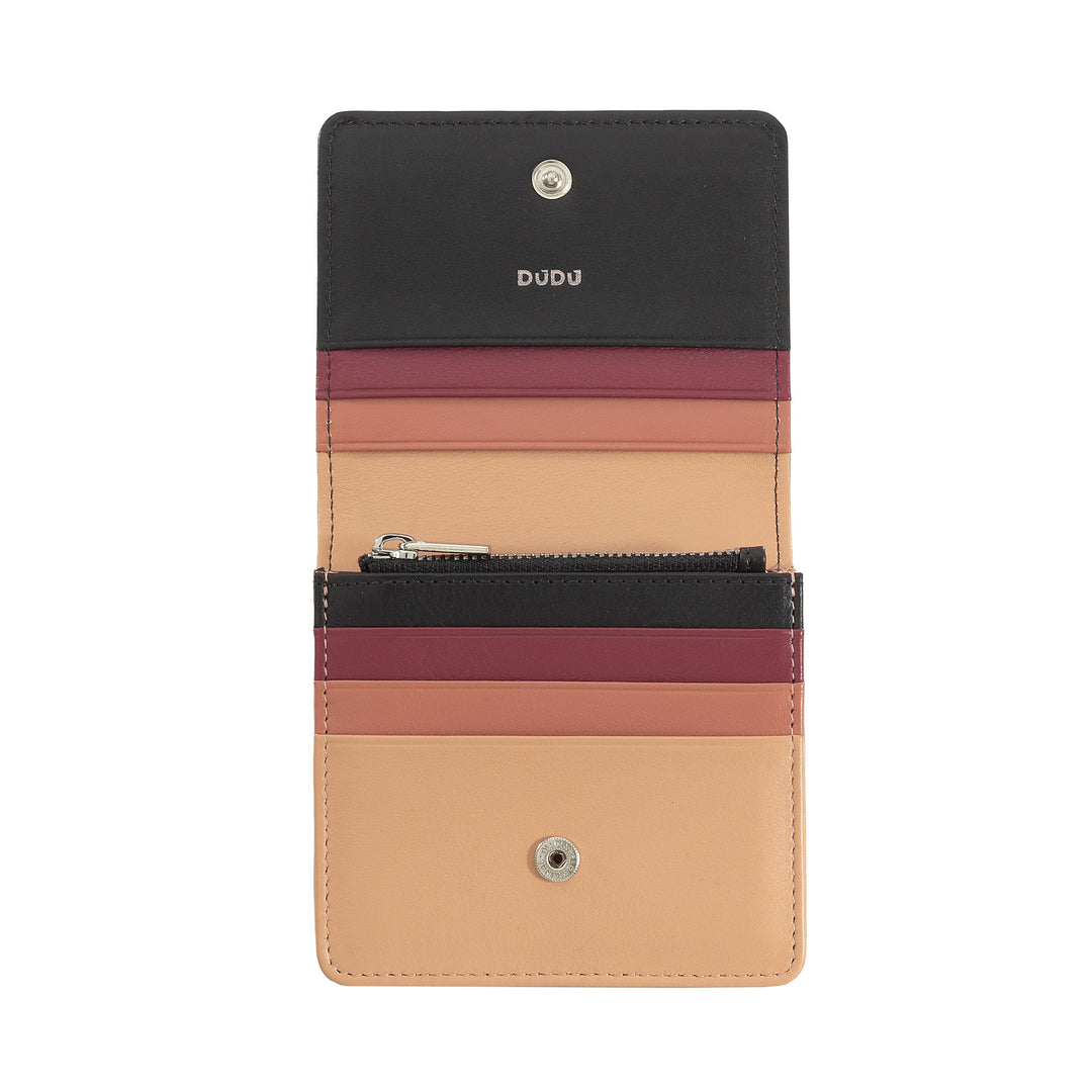 DUDU Women's Wallet Small RFID Shielded Leather Ultra Compact with Internal Zip and 8 Card Holders