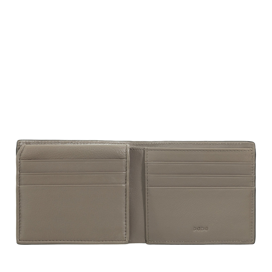 DUDU Small RFID men's portfolio in printed leather, cards holder wallets with internal flap, without front door, pocket with retina