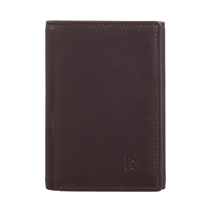 DUDU MAN WALE TRIFOLD in leather, vertical rfid cards cards with button, banknotes, multicolor door