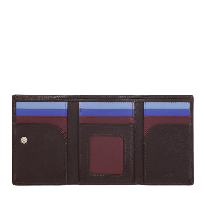 DUDU MAN WALE TRIFOLD in leather, vertical rfid cards cards with button, banknotes, multicolor door