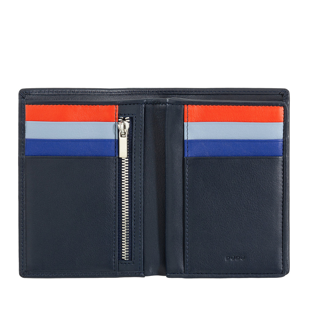 DUDU men's wallet for rfid book in multicolor leather with lightning