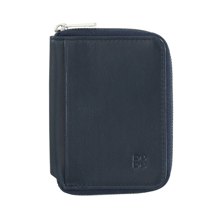 DUDU Men's Small Soft Leather Wallet with Zip, Ultra Compact Mini Wallet with zipper, Banknotes, Card holders and Cards